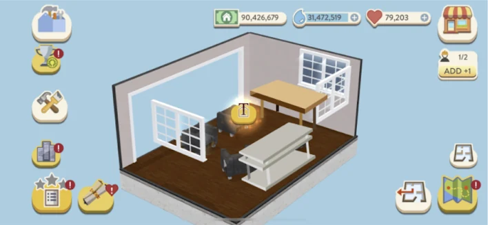 Furnished room after confirming the preset