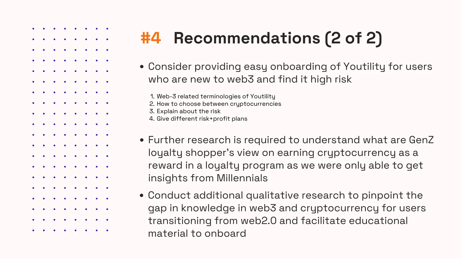 Original team research report recommendations for onboarding unfamiliar reward concepts